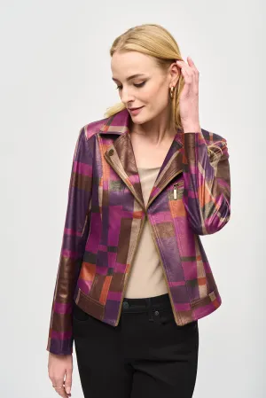 Joseph Ribkoff Foiled Print Faux Suede Jacket Jr243921