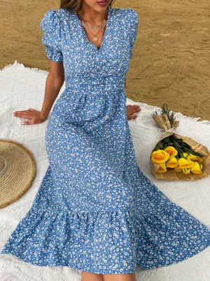 Juanita Midi Dress - Blue Print