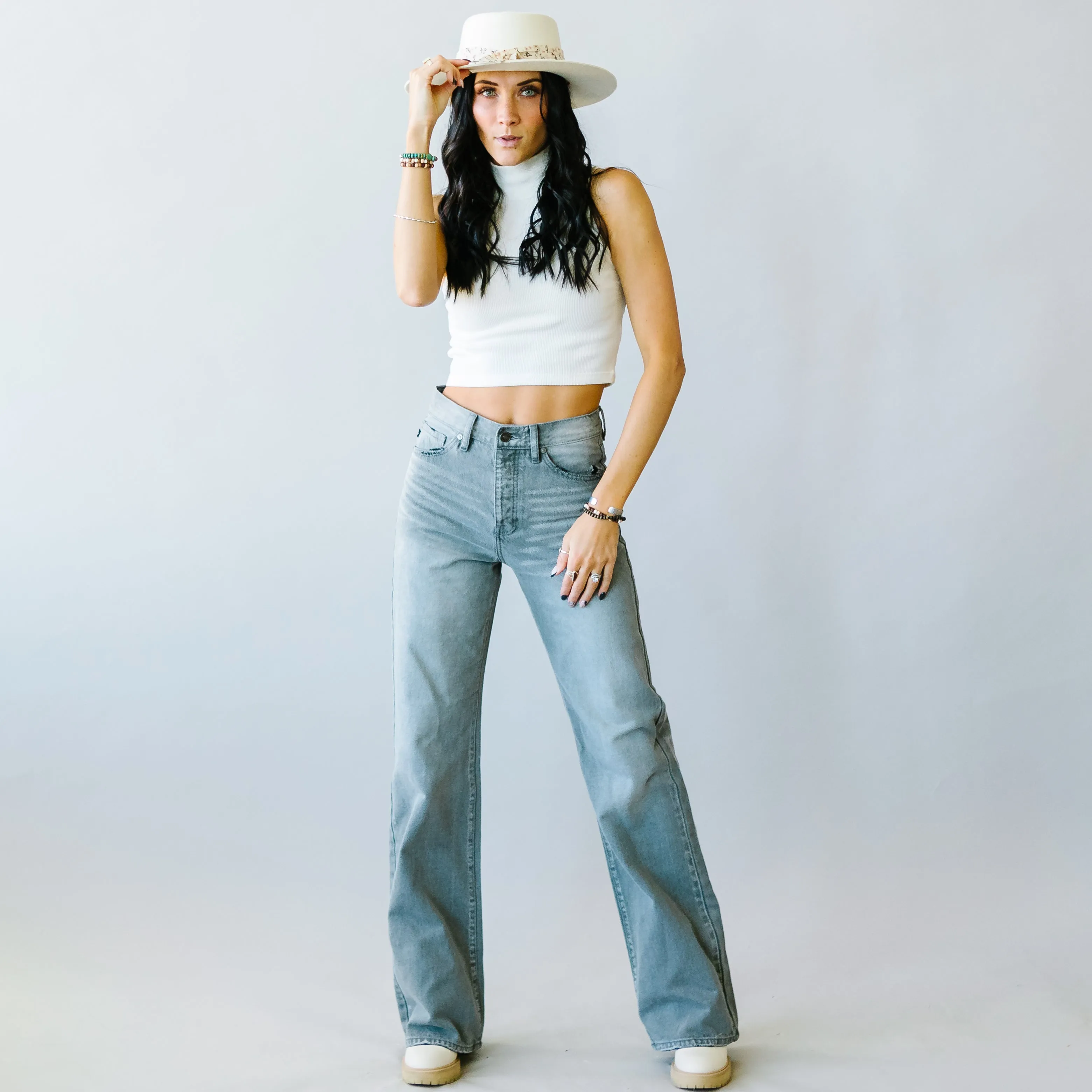 Just Friends Denim Flares by KanCan // Light Grey Wash