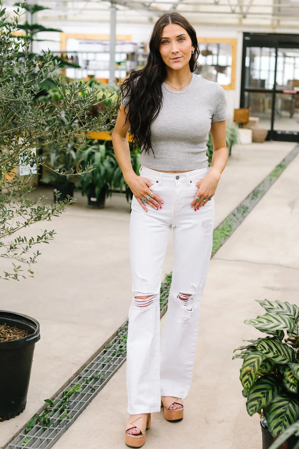 Just Friends Denim Flares by KanCan // White