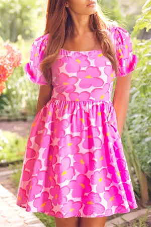 KaleaBoutique Floral Print Square Neck Empire Waist Flowy Dress