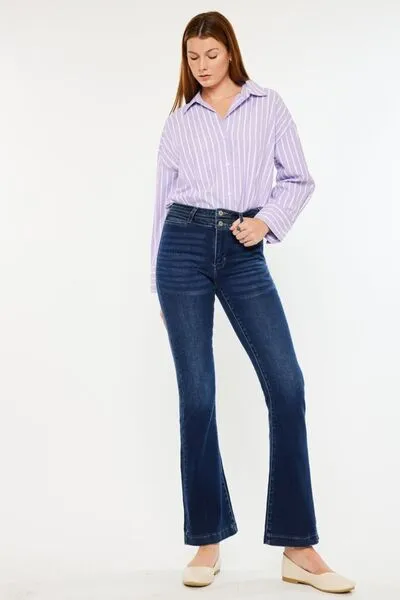 Kancan High Rise Double Waistband Flare Jeans ONLINE EXCLUSIVE