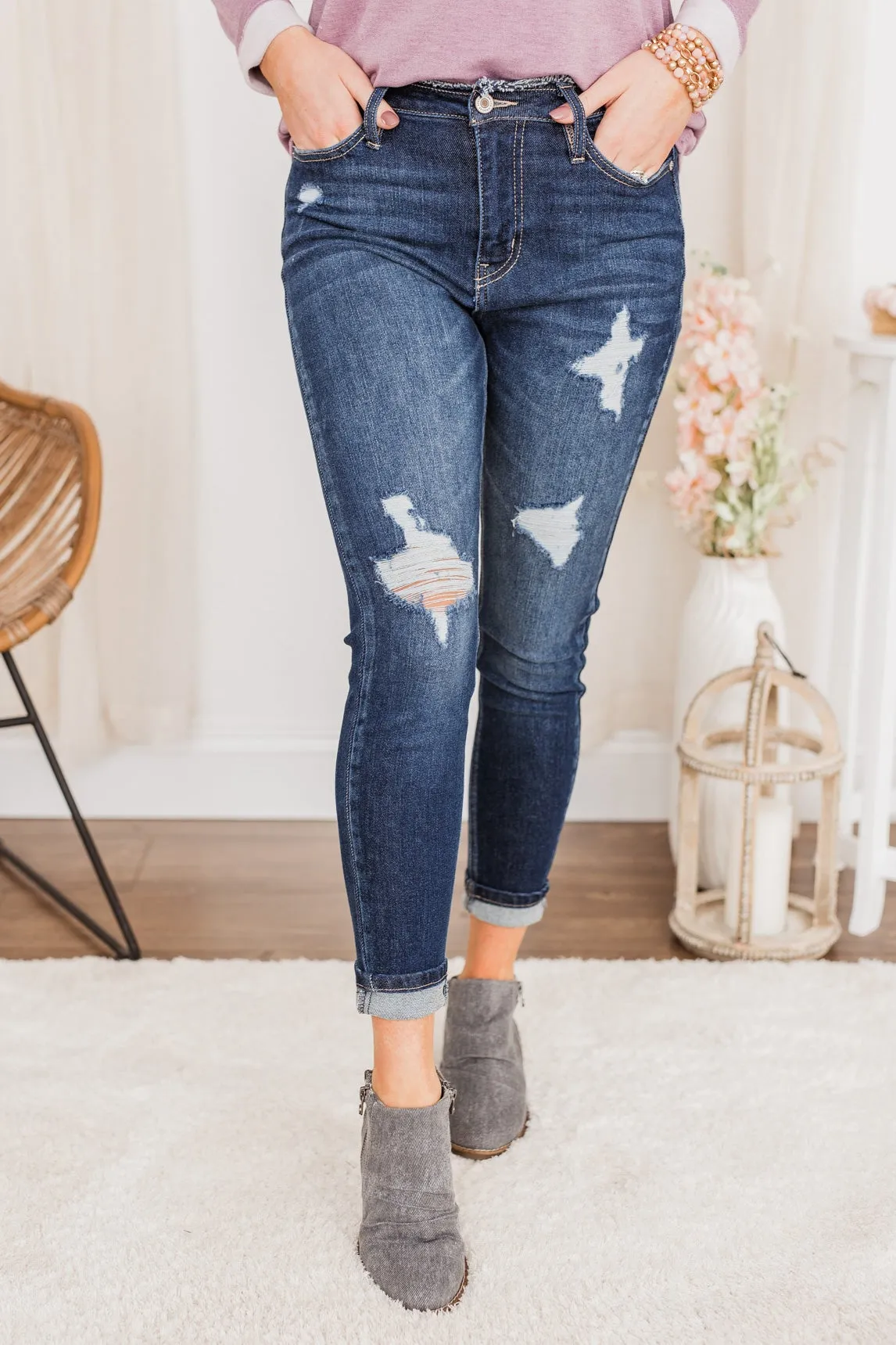 KanCan High-Rise Skinny Jeans- Dark Harriette Wash