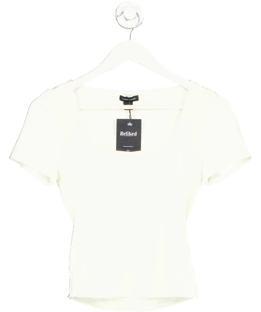 Karen Millen Cream Contour Jersey Shirt UK S