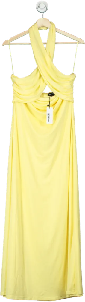 Karen Millen Yellow Cross-Back Midi Dress UK M