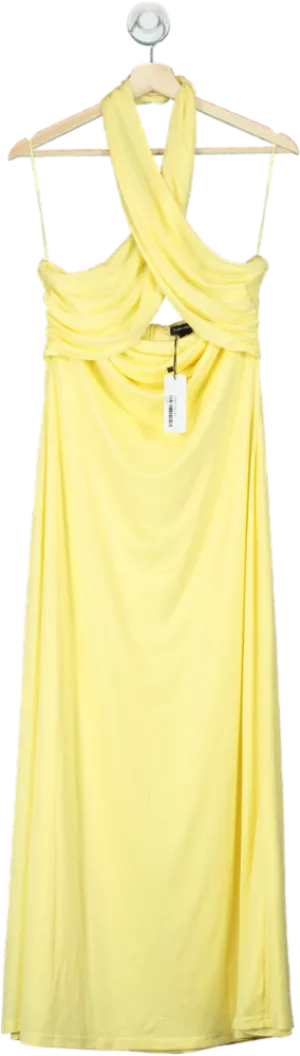 Karen Millen Yellow Cross-Back Midi Dress UK M