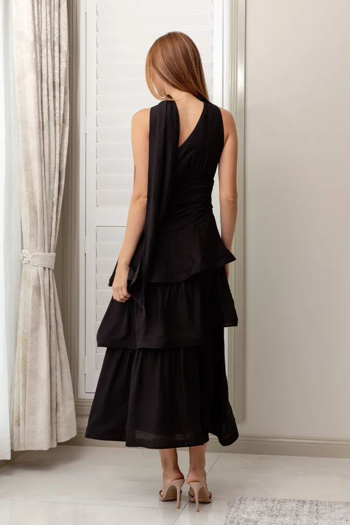 KARLA ONE SHOULDER MAXI DRESS - Black