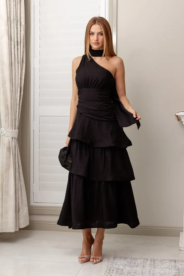 KARLA ONE SHOULDER MAXI DRESS - Black