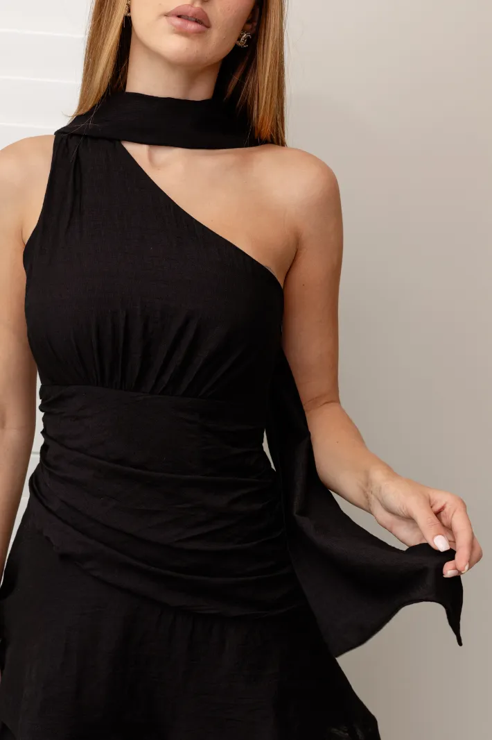 KARLA ONE SHOULDER MAXI DRESS - Black