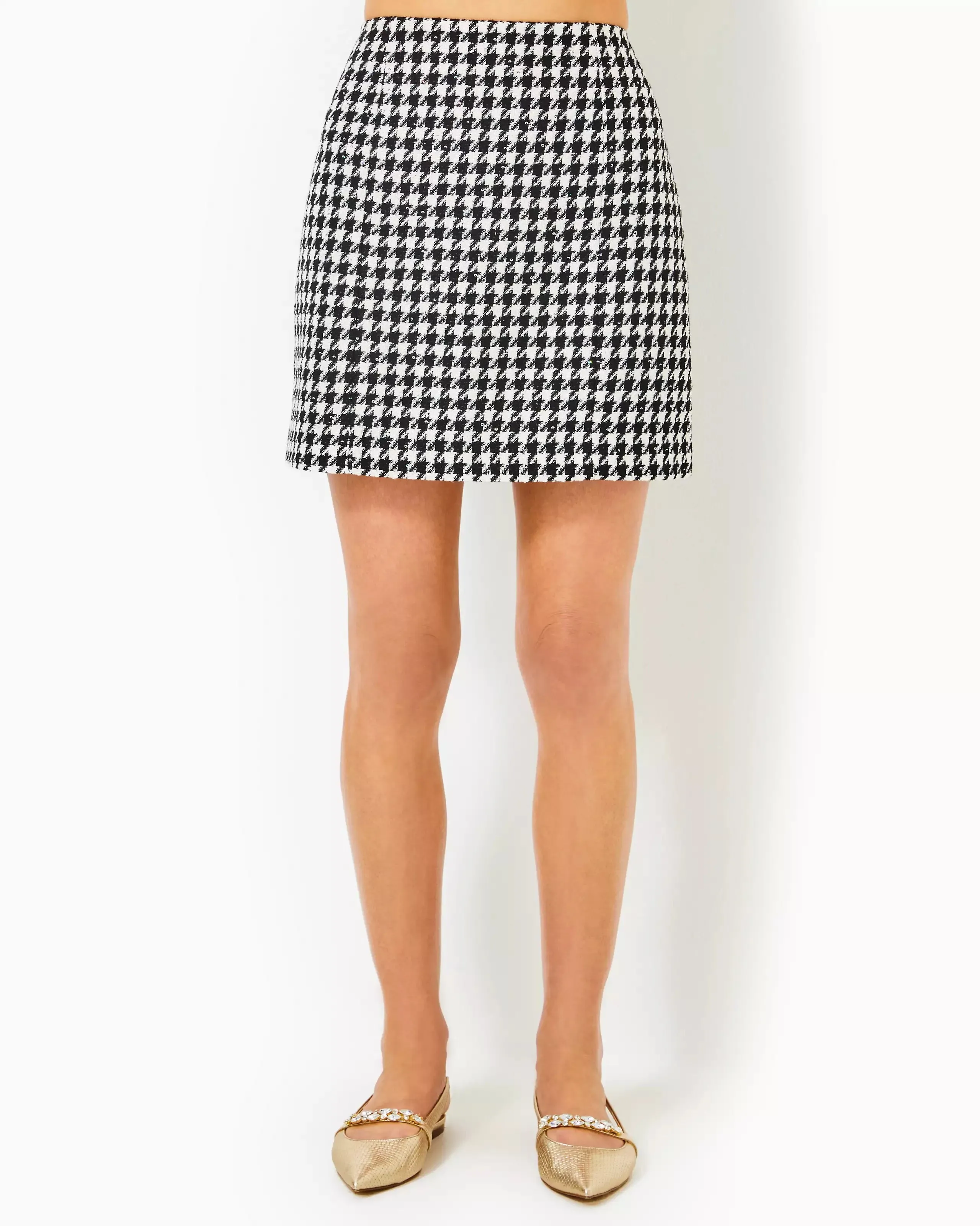 Kels Mini Skirt - Noir Houndstooth Sequin Boucle