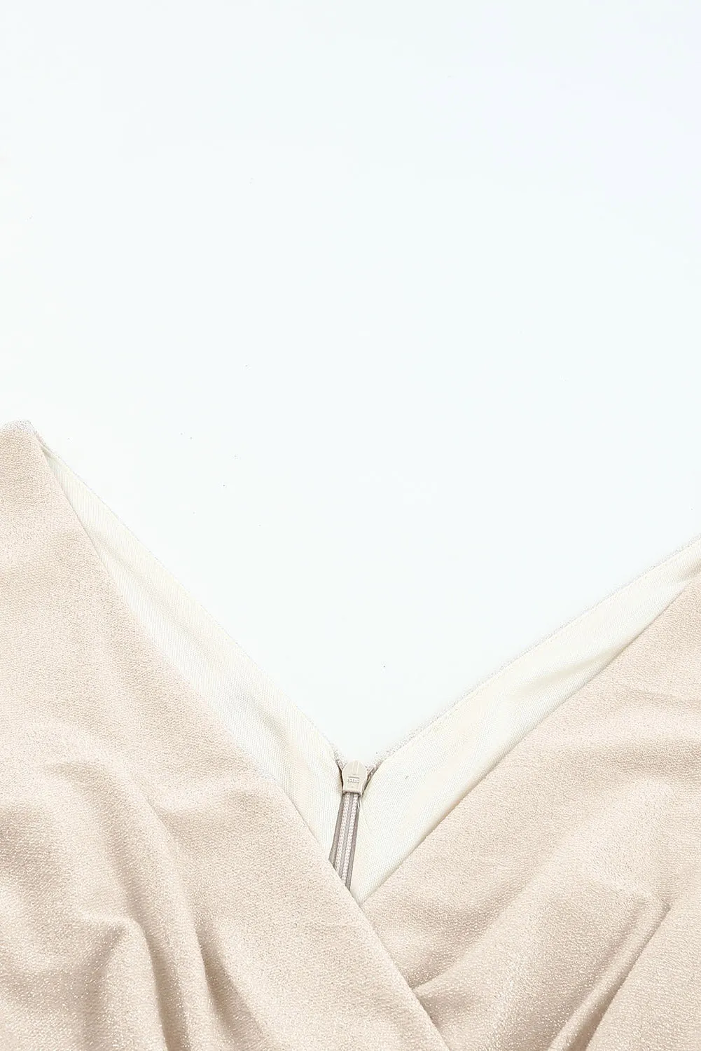 Khaki V Neck Wrap Ruched Flowy Midi Dress