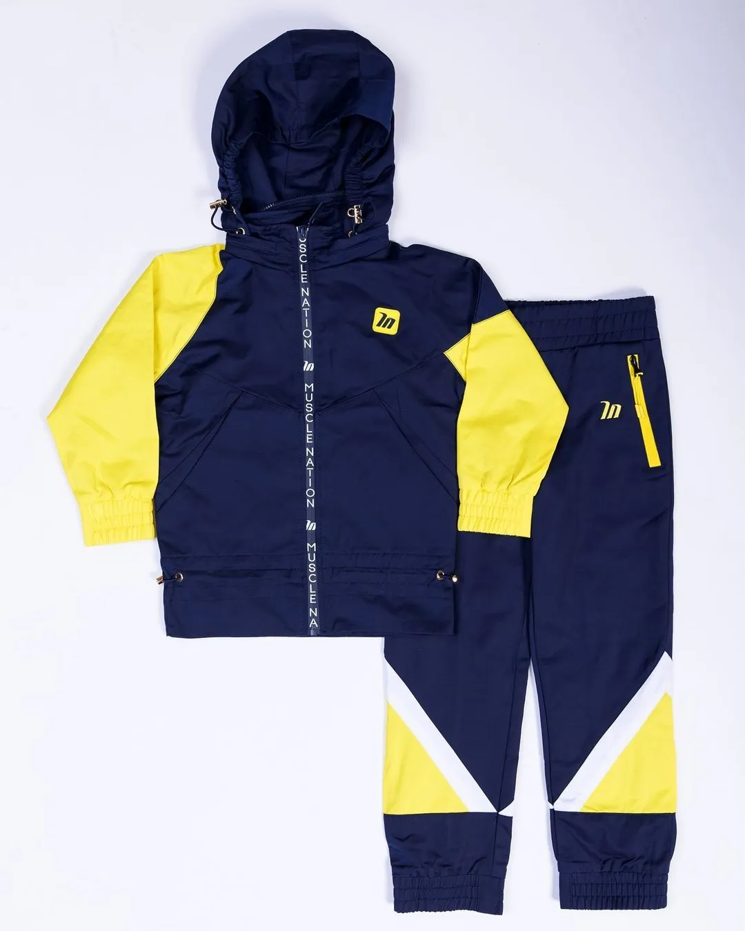 Kids MN Retro Tracksuit Jacket - Navy / Yellow