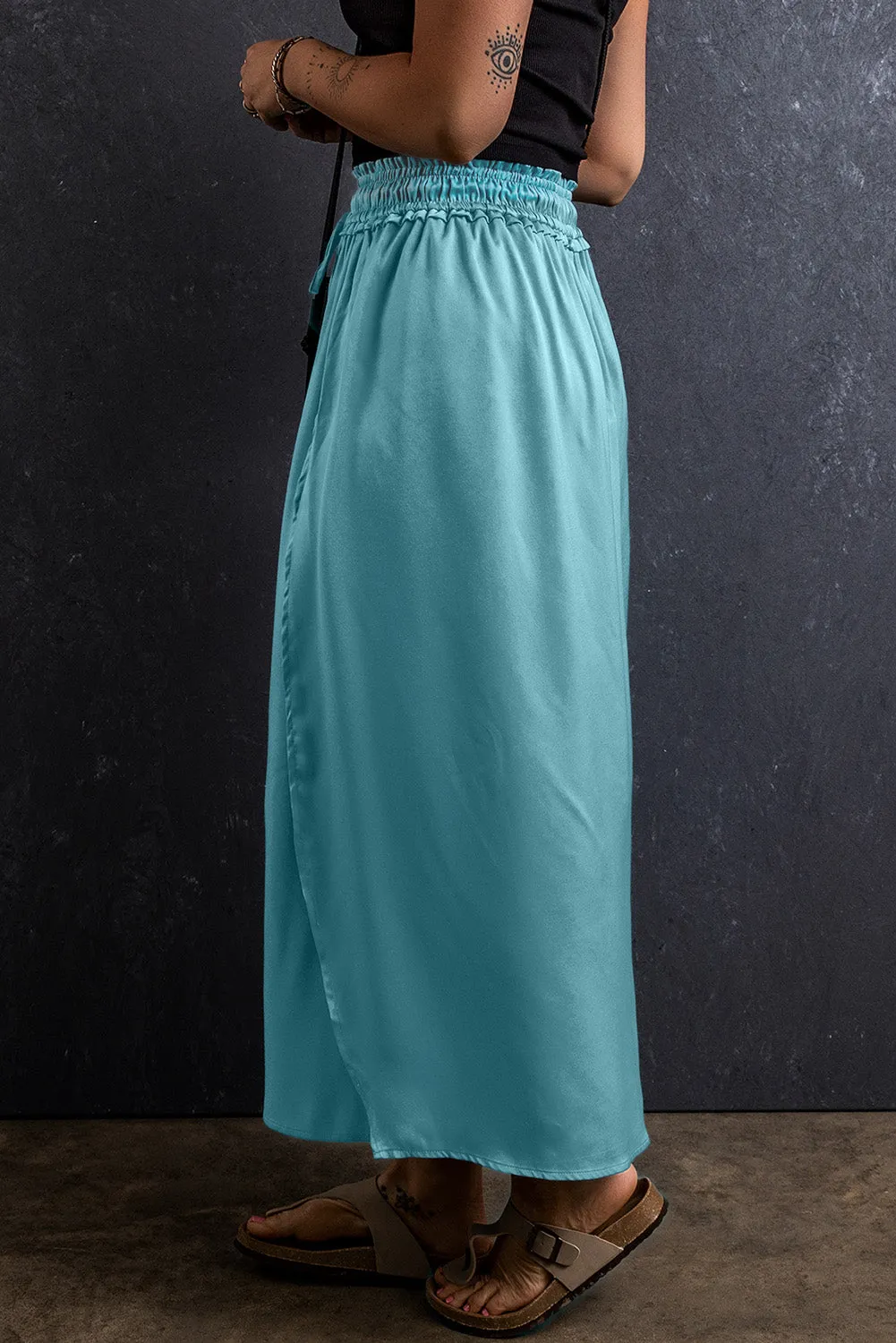 Kim Slit Drawstring Elastic Waist Skirt