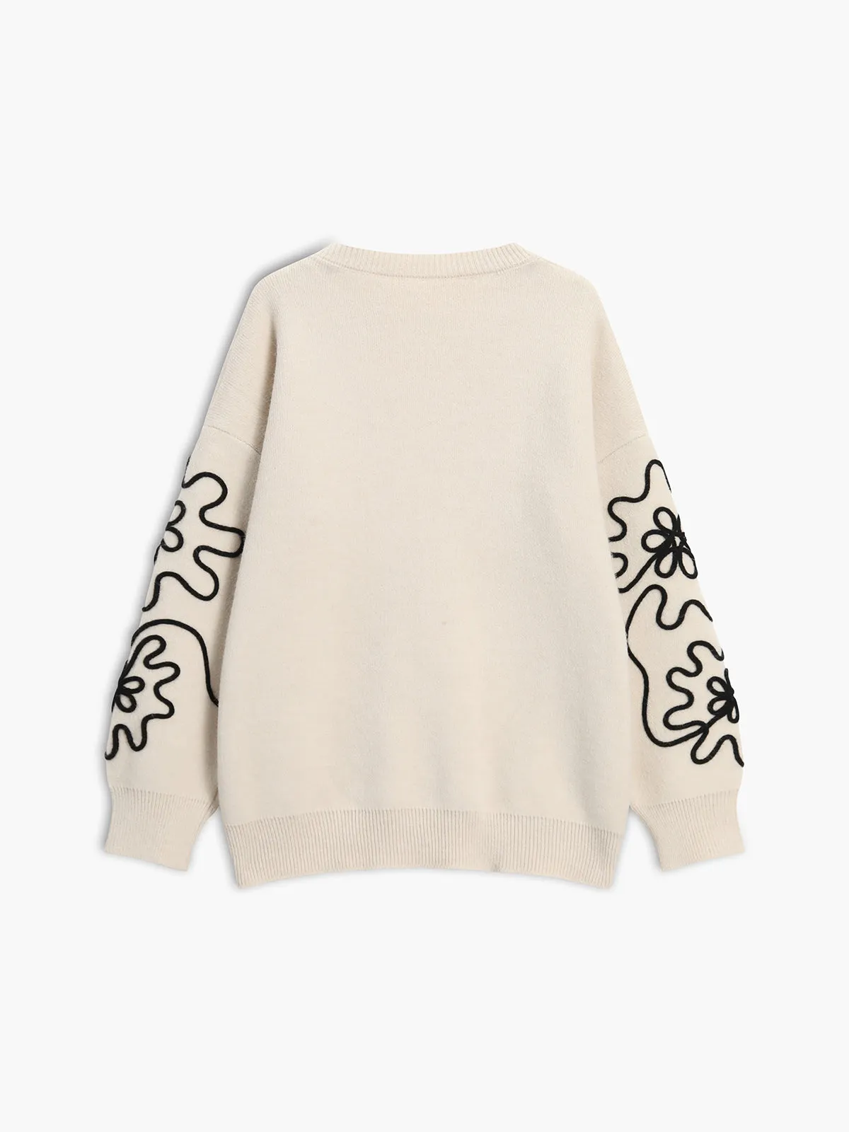 Knit Floral Oversized Sweater