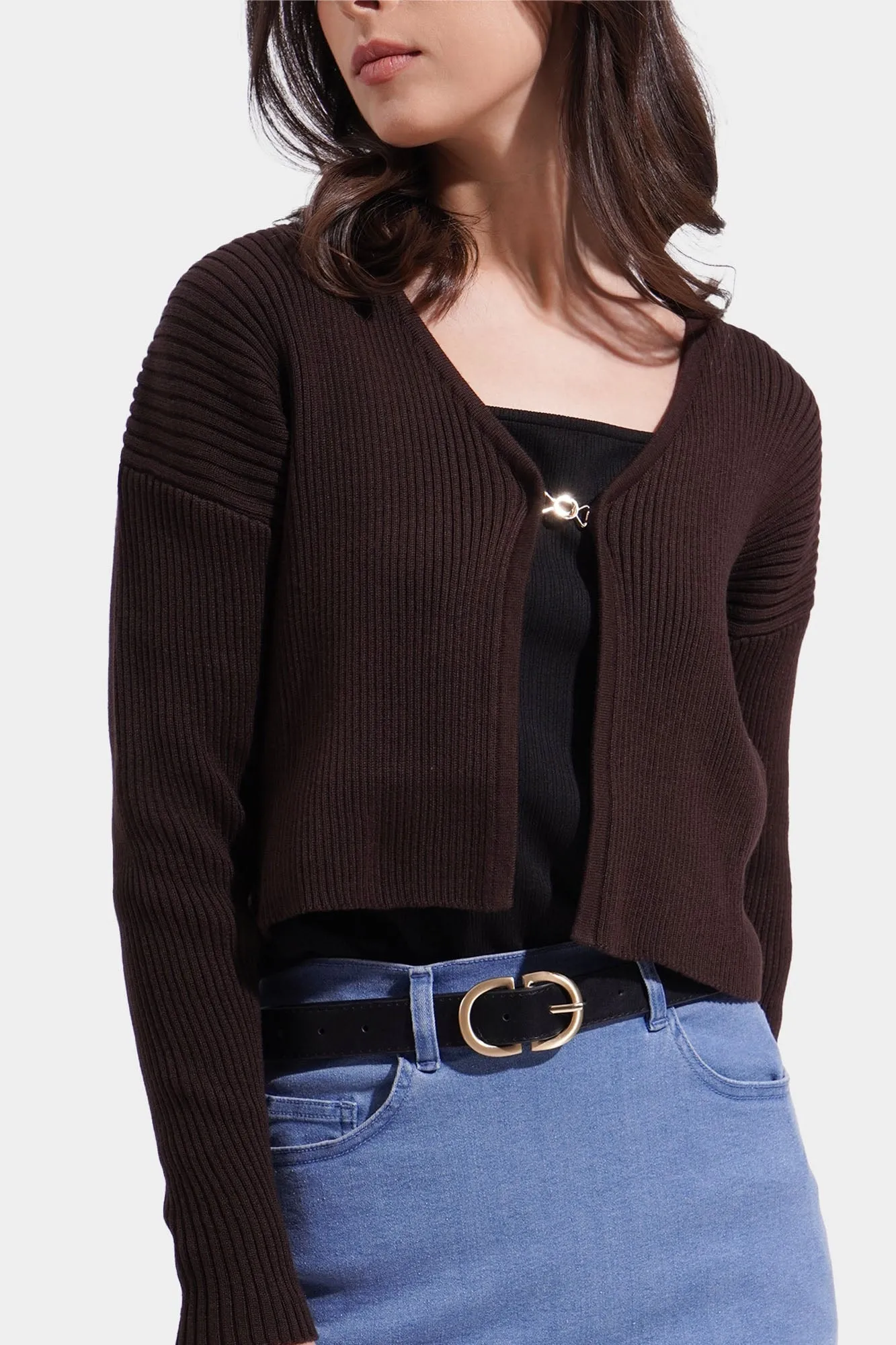 Knitted Cardigan With Buckle