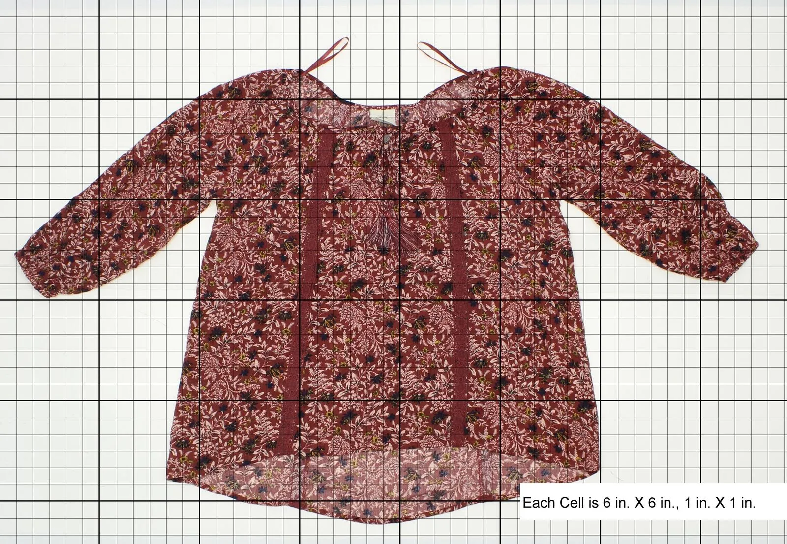 Knox Rose Women's Lace Trim Floral Blouse Red Small