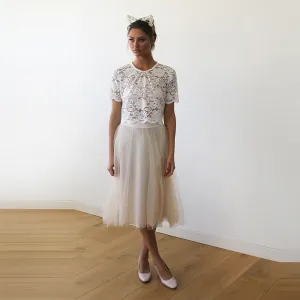 Lace Ivory short sleeves top #2037