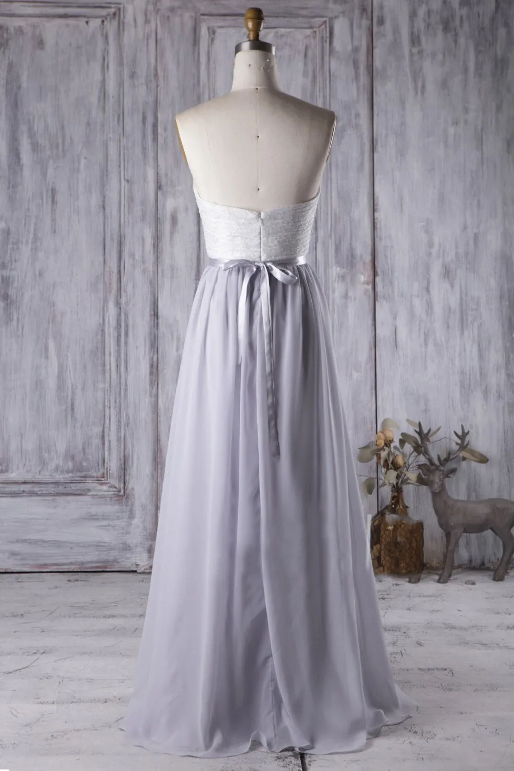 Lace Strapless Sweetheart Wedding Guest Gown for Bridesmaid