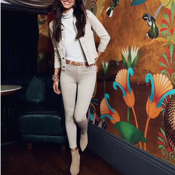 L'AGENCE Margot High-Rise Ankle Skinny Jeans Biscuit Color Size 29 Made in USA