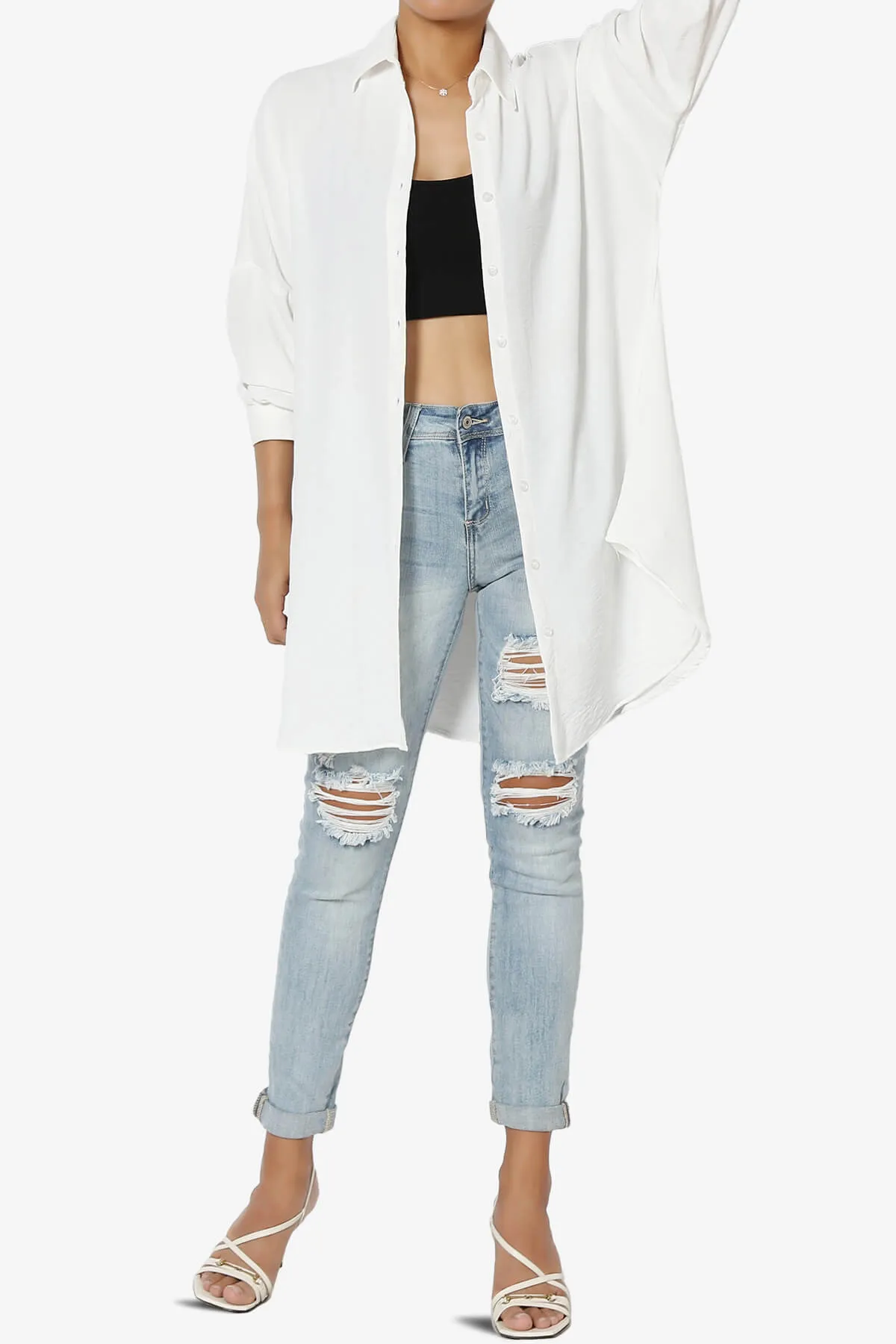 Landy Flowy Oversized Button Down Shirt