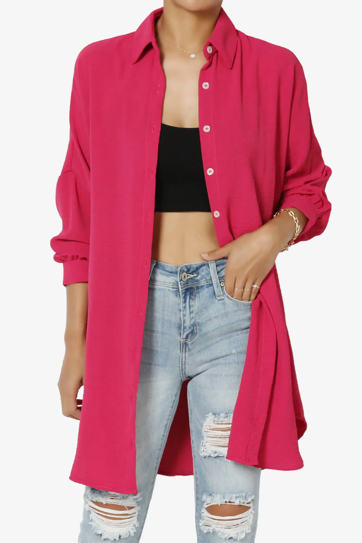 Landy Flowy Oversized Button Down Shirt