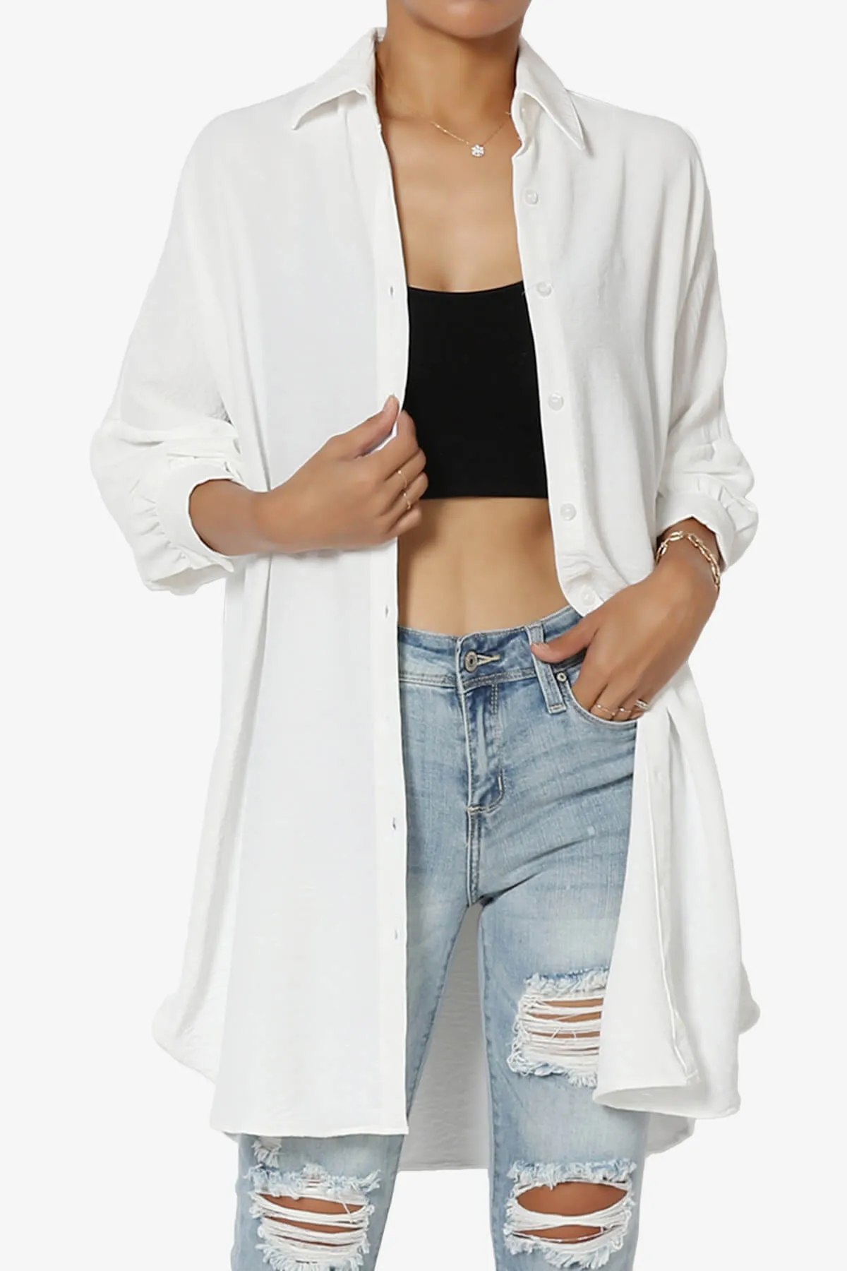 Landy Flowy Oversized Button Down Shirt