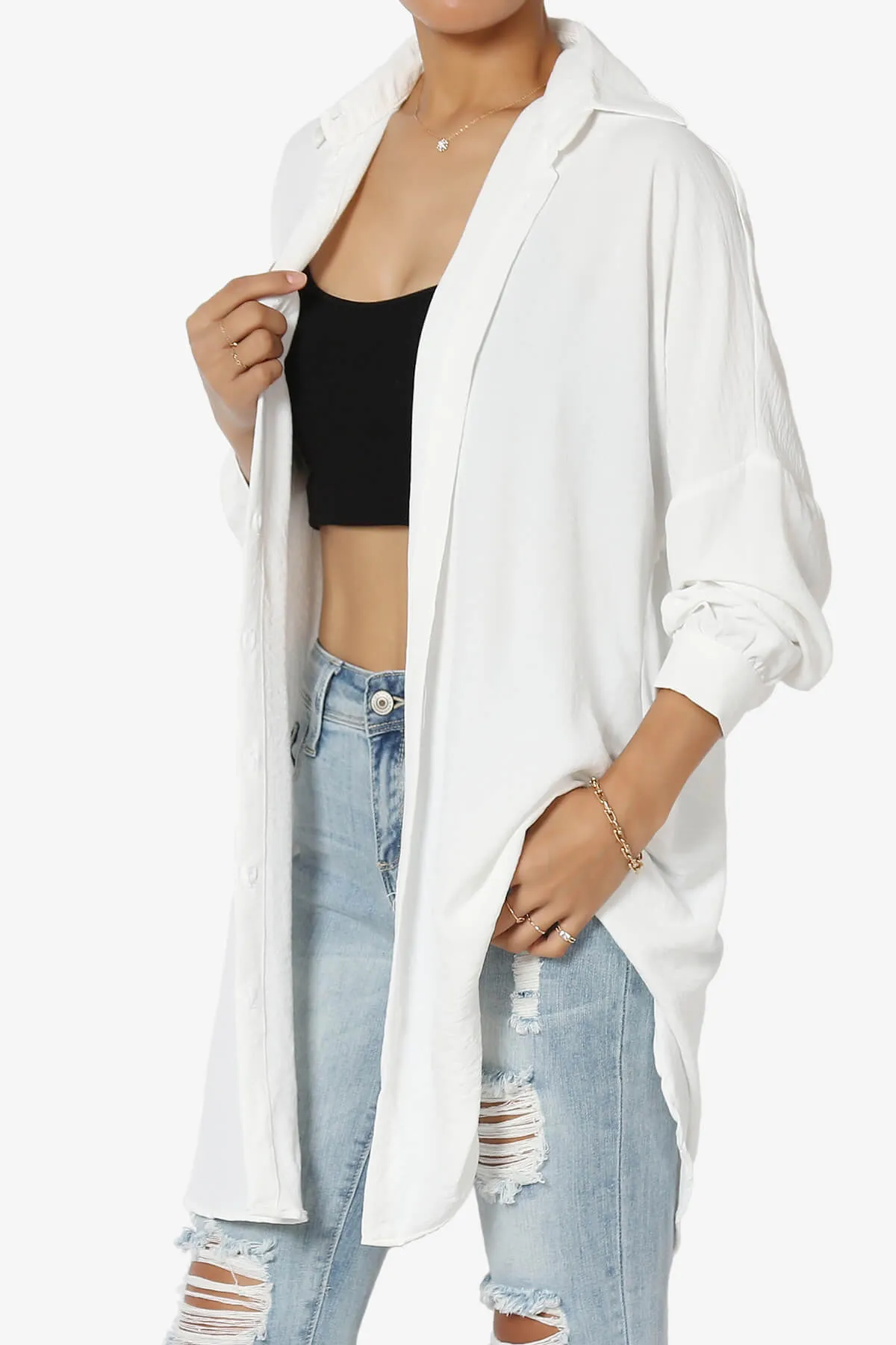 Landy Flowy Oversized Button Down Shirt