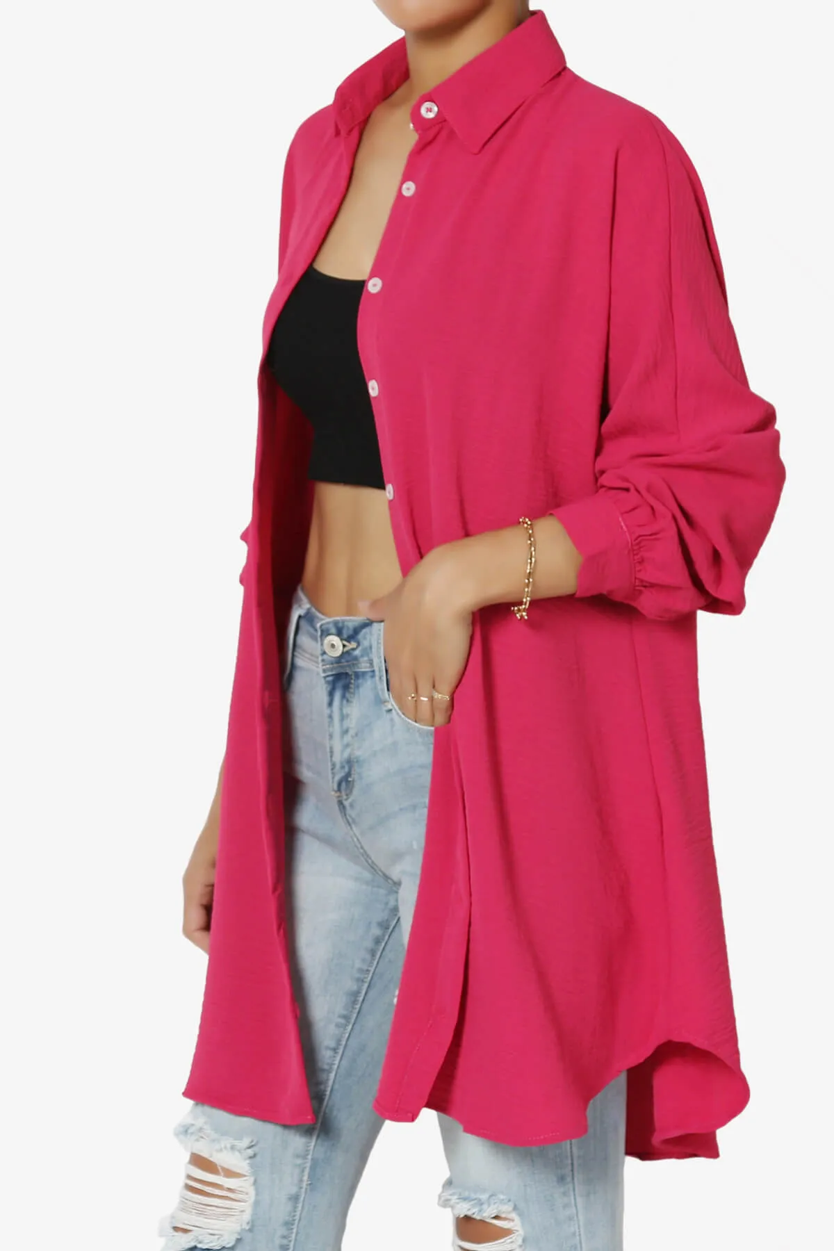 Landy Flowy Oversized Button Down Shirt