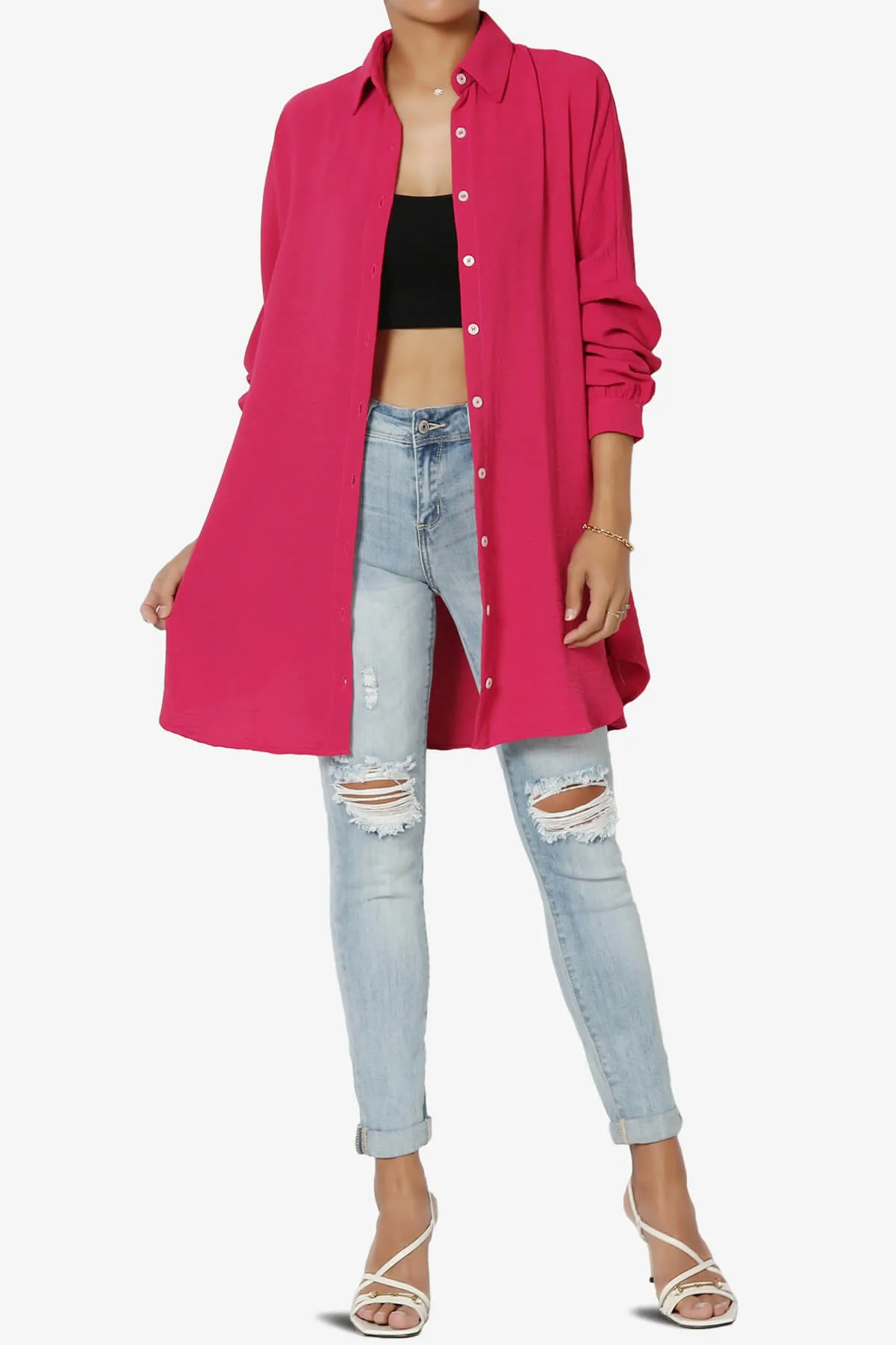Landy Flowy Oversized Button Down Shirt