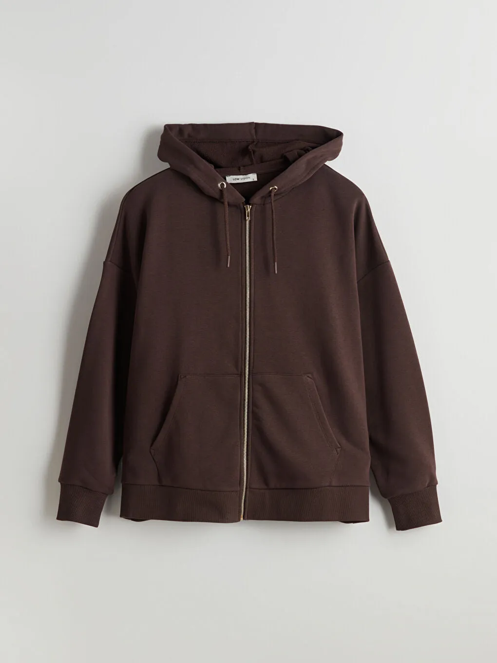 LCW Vision Brown Hooded Oversize Women Zippered Sweatshirt