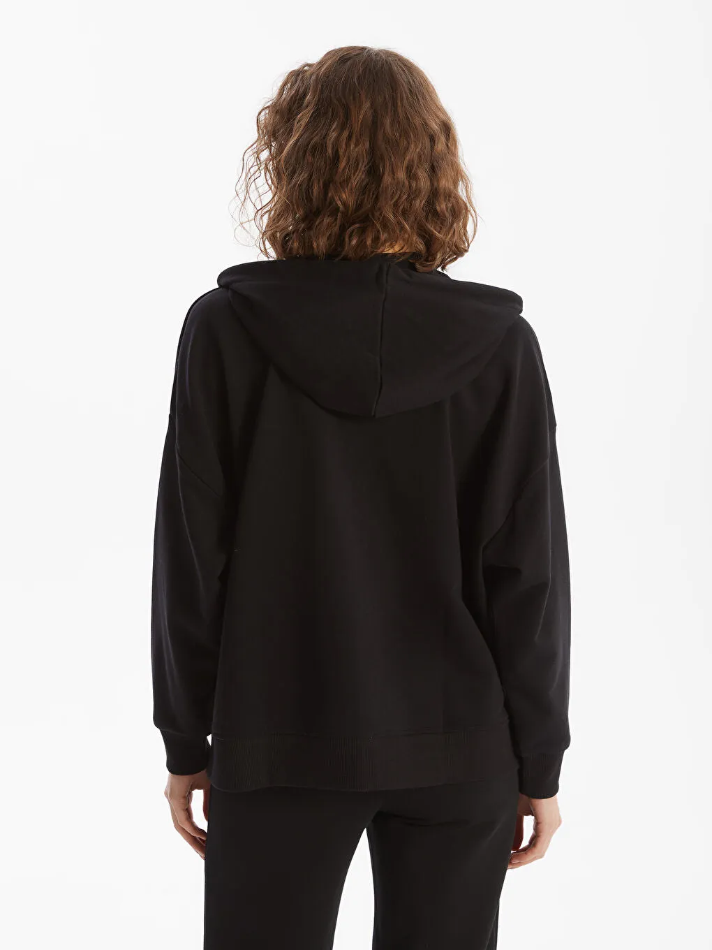 LCW Vision Brown Hooded Oversize Women Zippered Sweatshirt