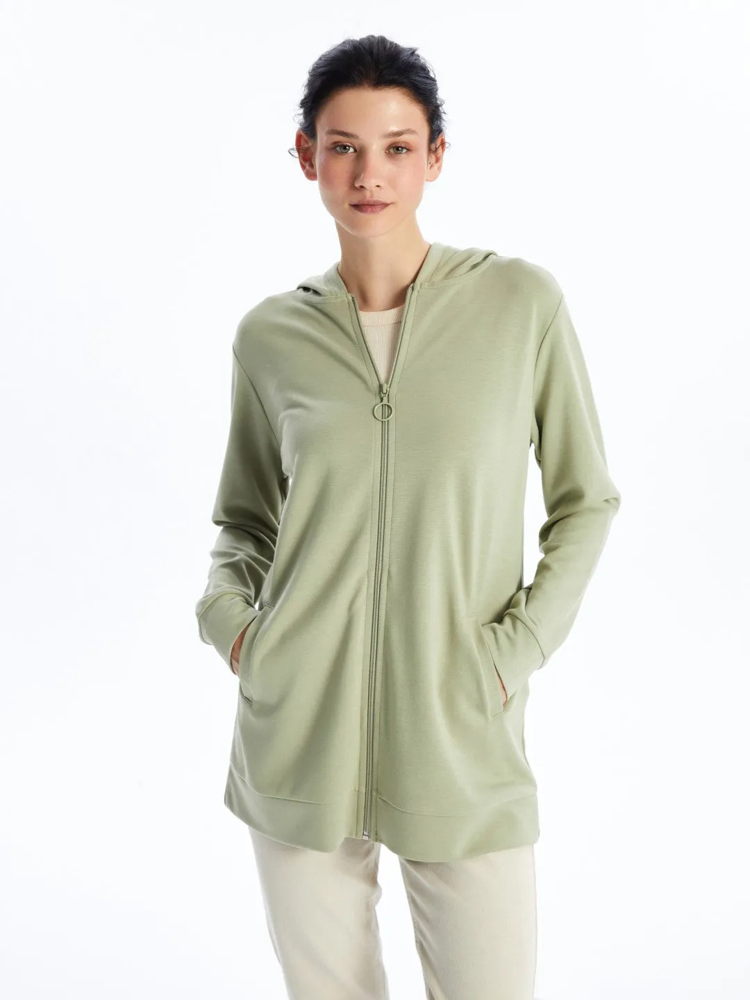 LCWAIKIKI Basic

New Black Hooded Plain Oversize Women's Zipper Sweatshirt