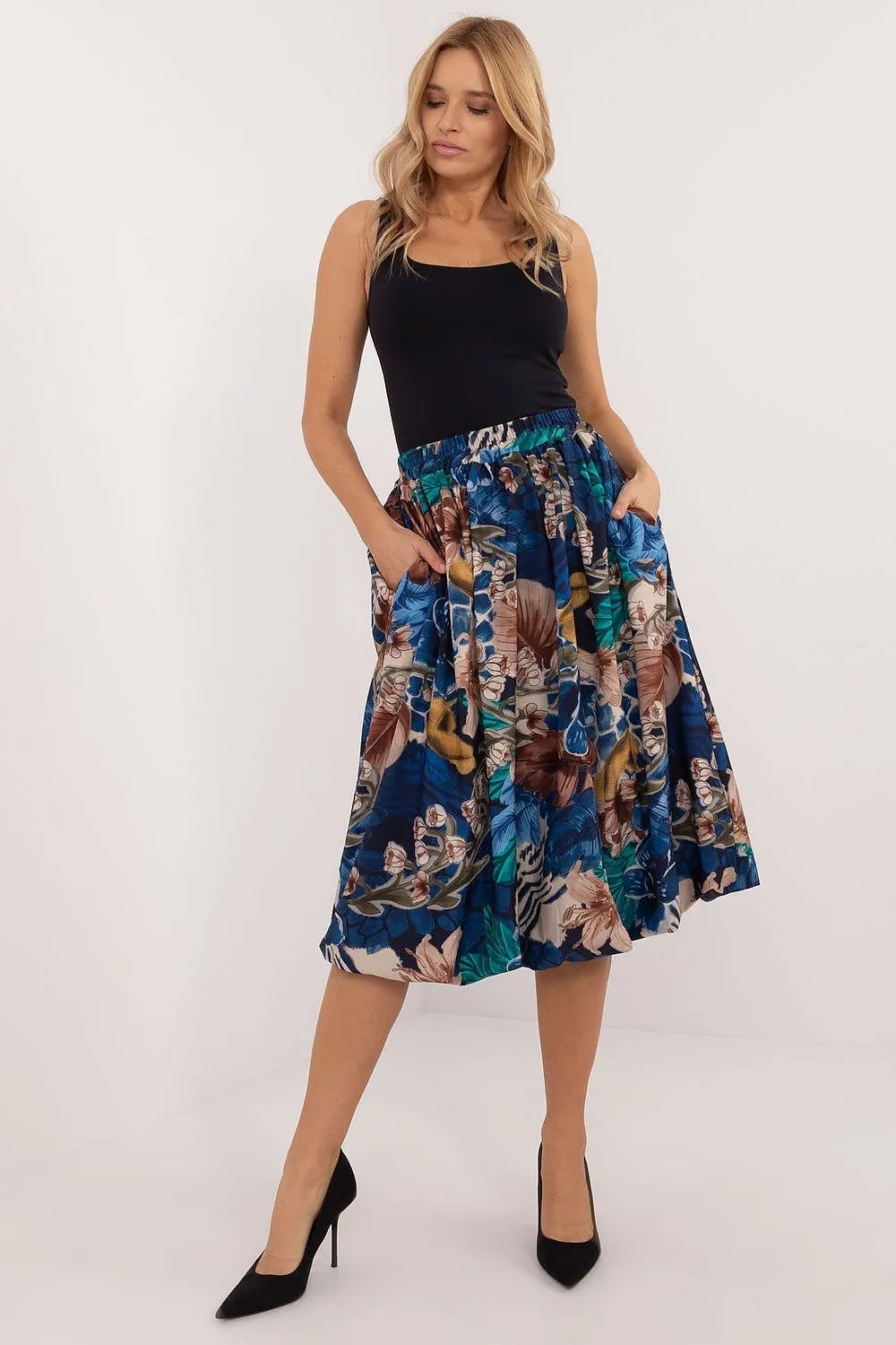 Leopard print bauble midi skirt