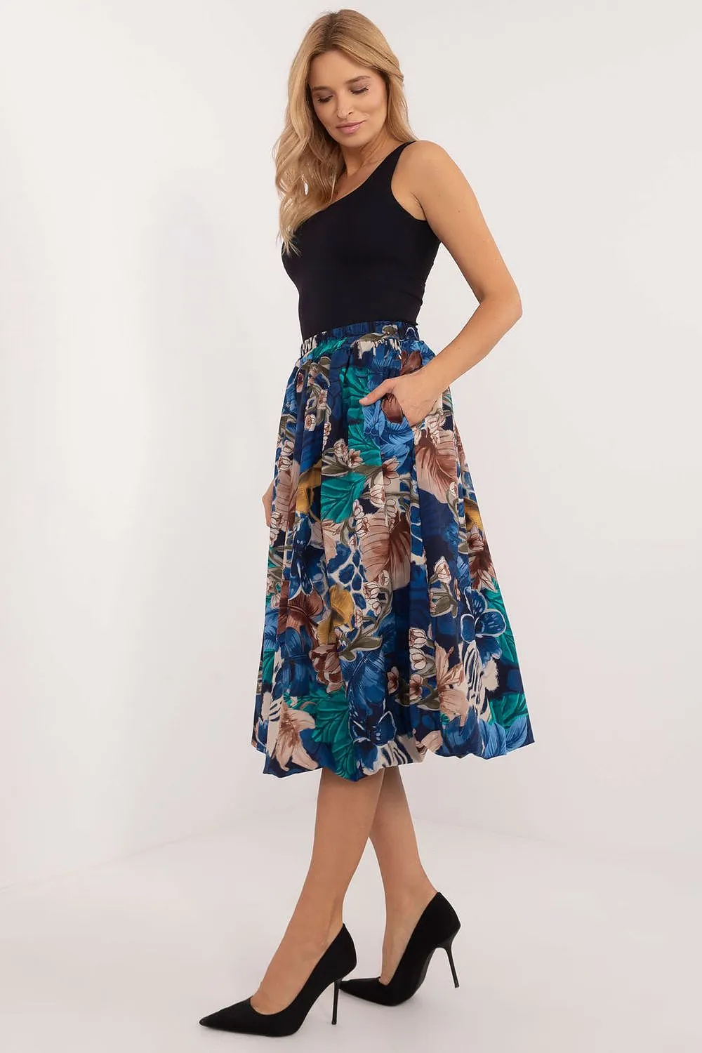 Leopard print bauble midi skirt