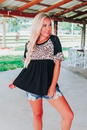 Leopard Ruffled Babydoll Top