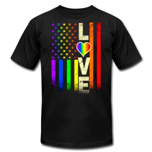 LGBTQ American Rainbow Pride Love Flag Men's/Unisex Premium T-shirt