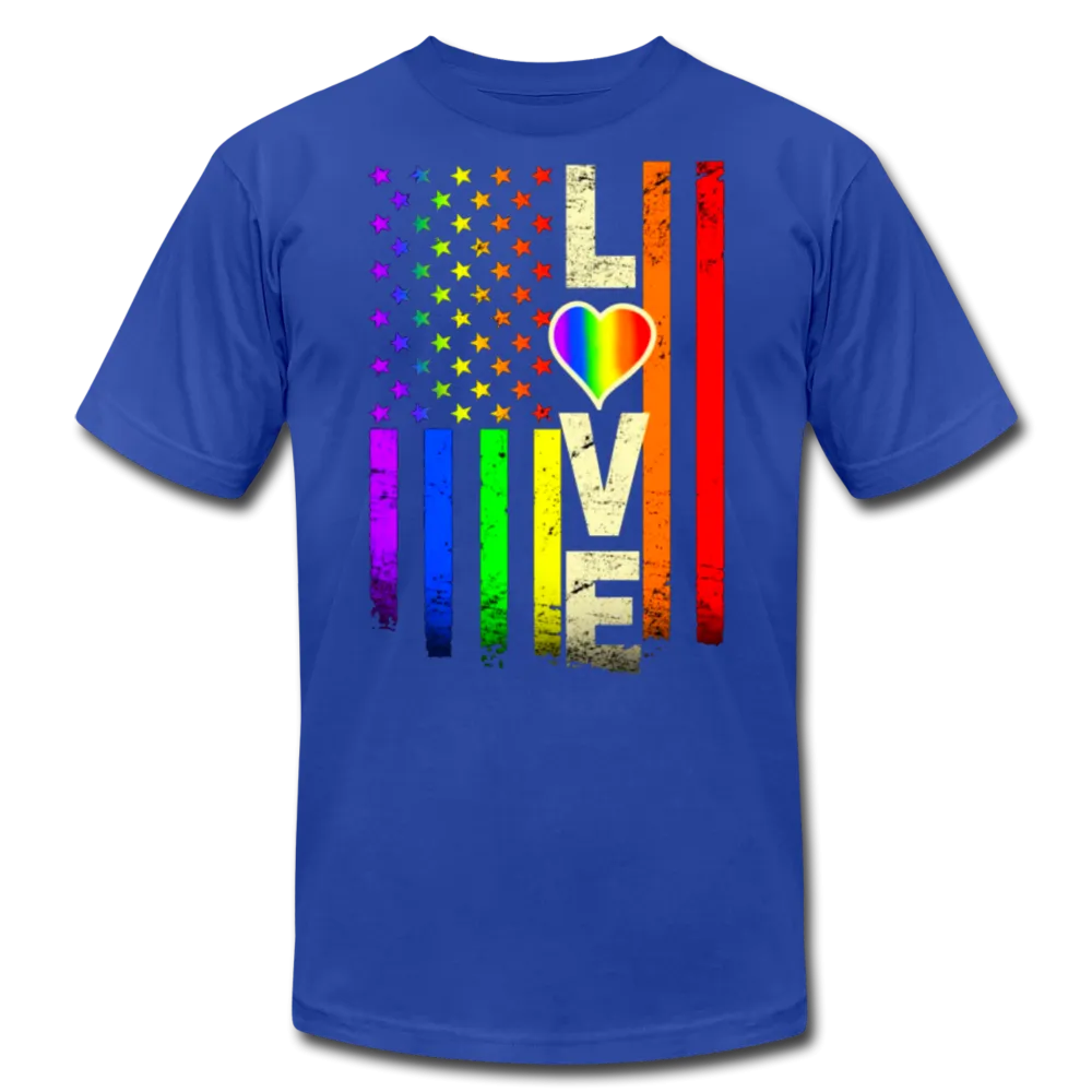 LGBTQ American Rainbow Pride Love Flag Men's/Unisex Premium T-shirt