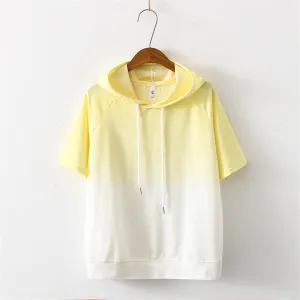 LIGHT-COLORED GRADIENT SHORT-SLEEVED HOODIE UB2491