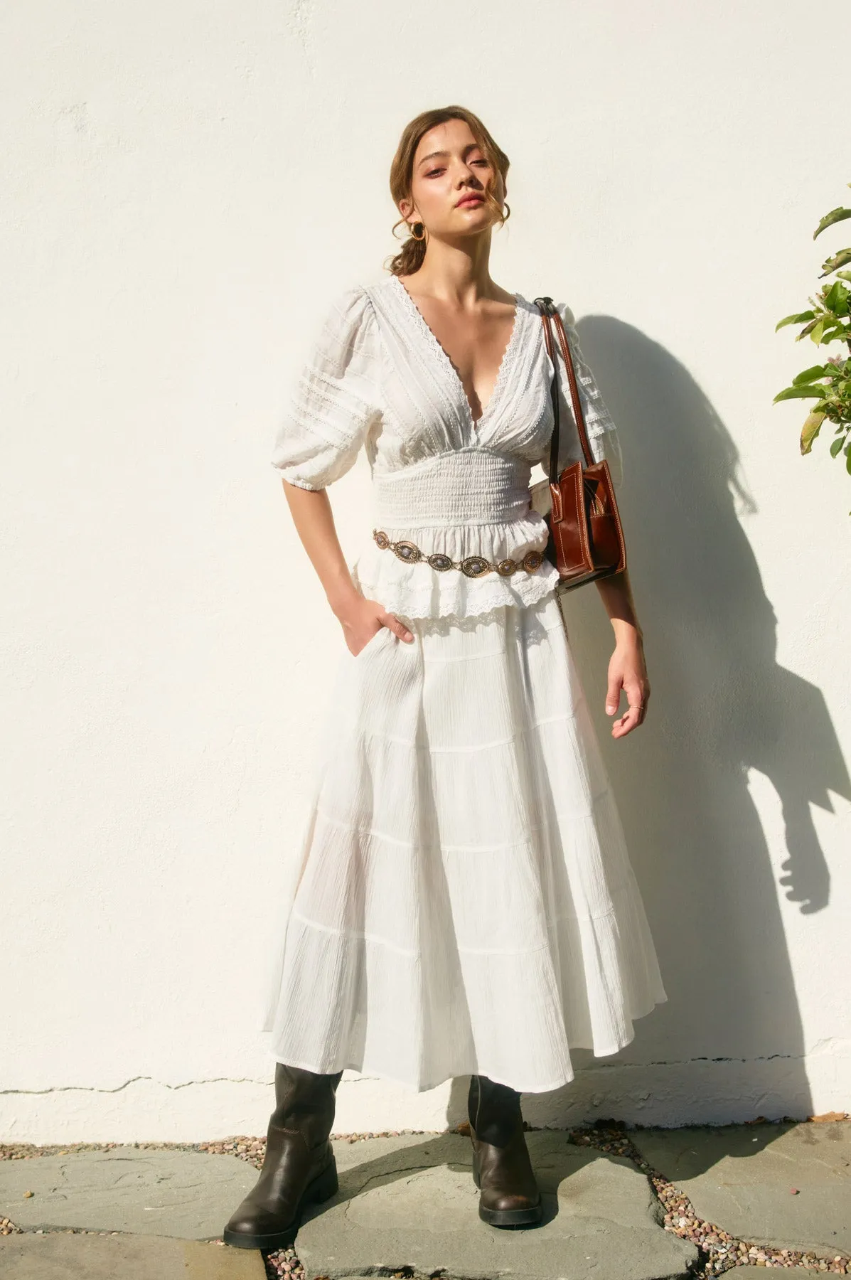 Lilah Tiered Midi Skirt