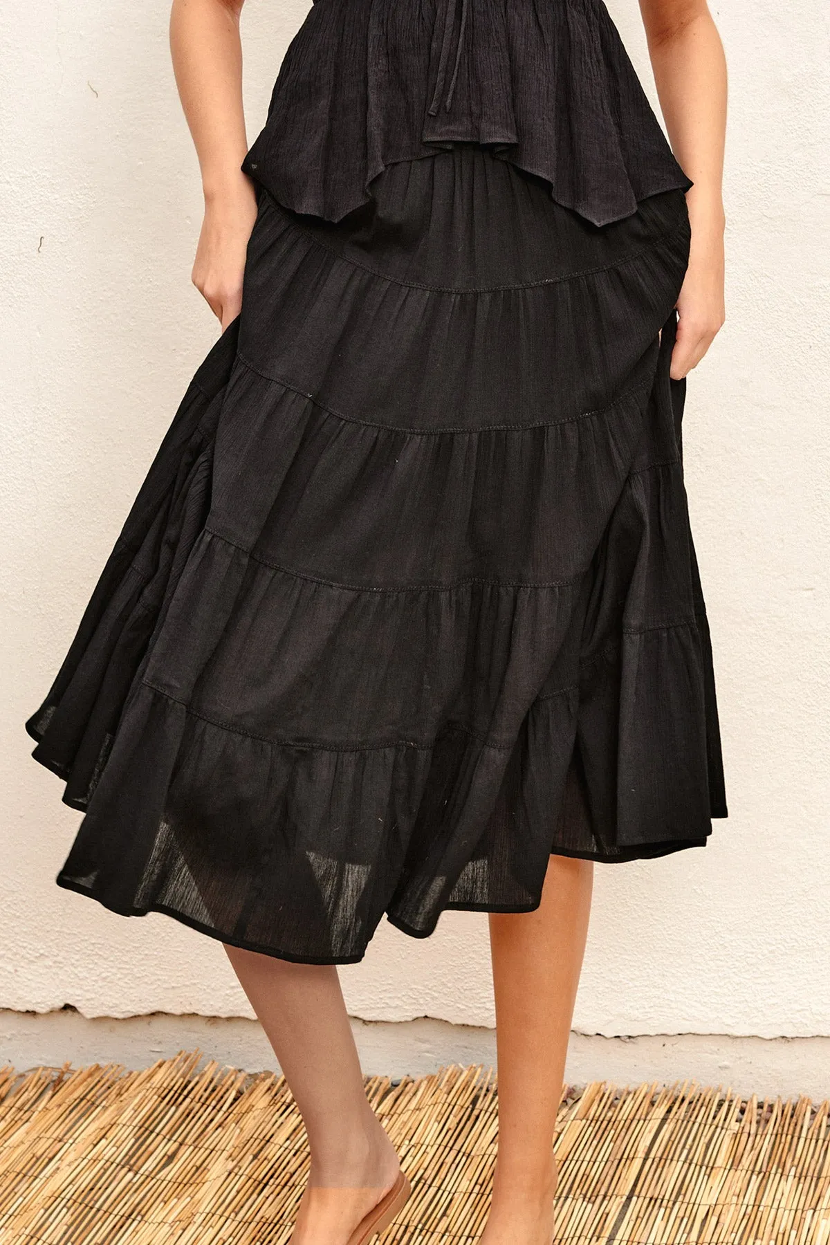 Lilah Tiered Midi Skirt