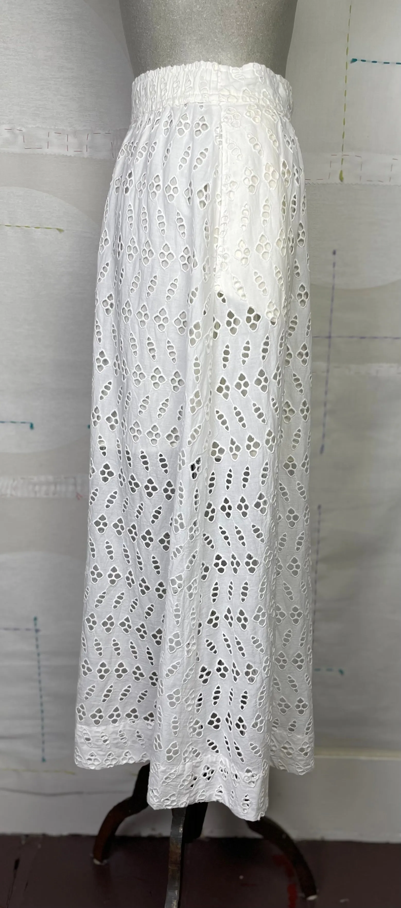 Lilla P.  ~  Eyelet Side Button Maxi Skirt - White