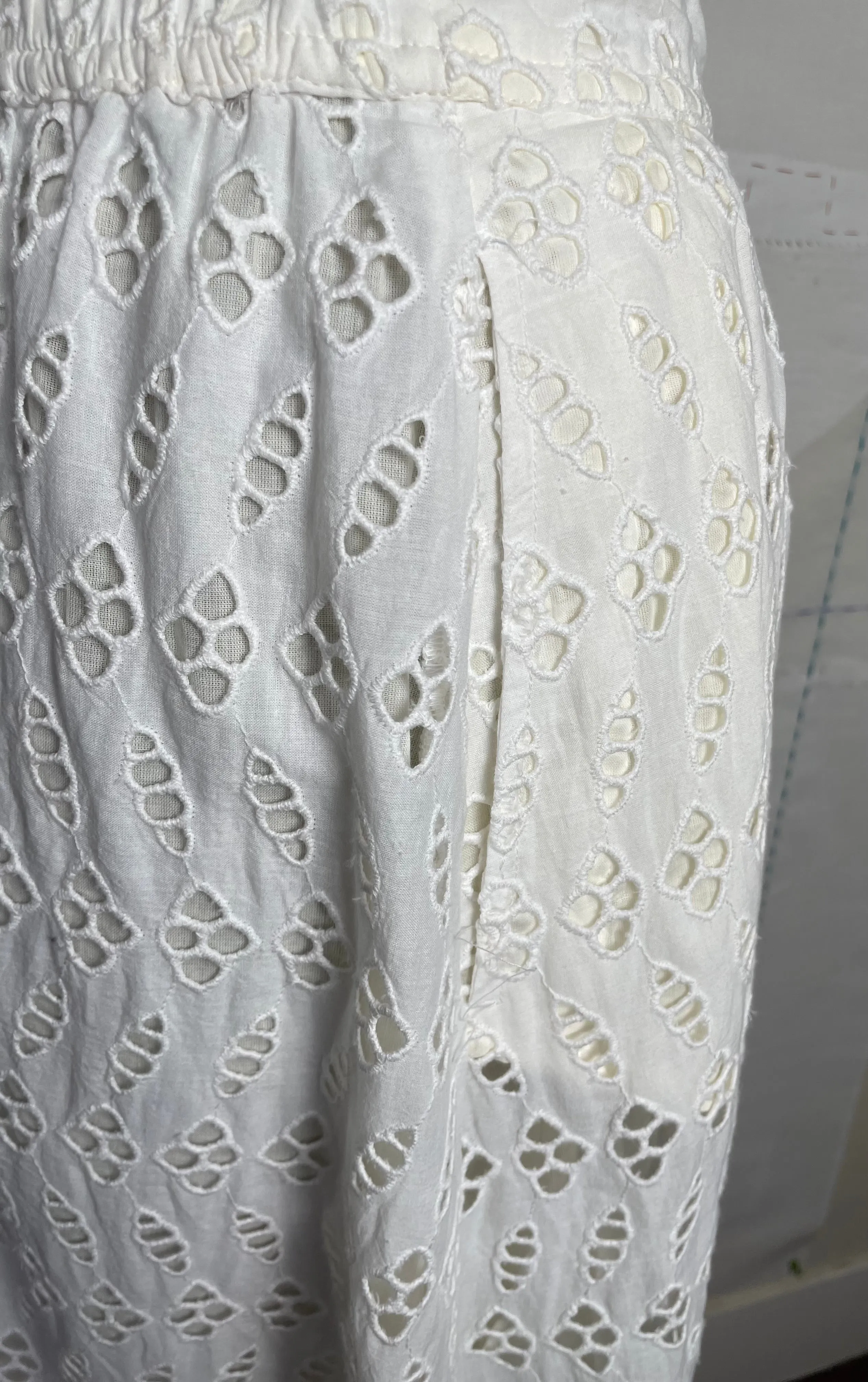 Lilla P.  ~  Eyelet Side Button Maxi Skirt - White