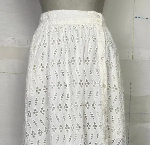 Lilla P.  ~  Eyelet Side Button Maxi Skirt - White