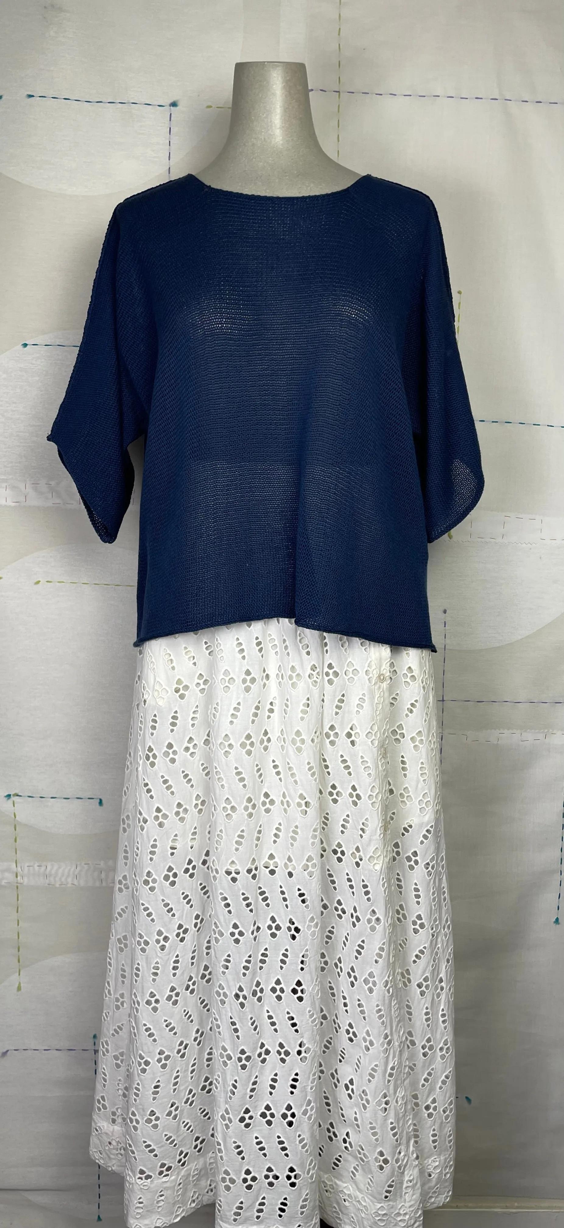 Lilla P.  ~  Eyelet Side Button Maxi Skirt - White