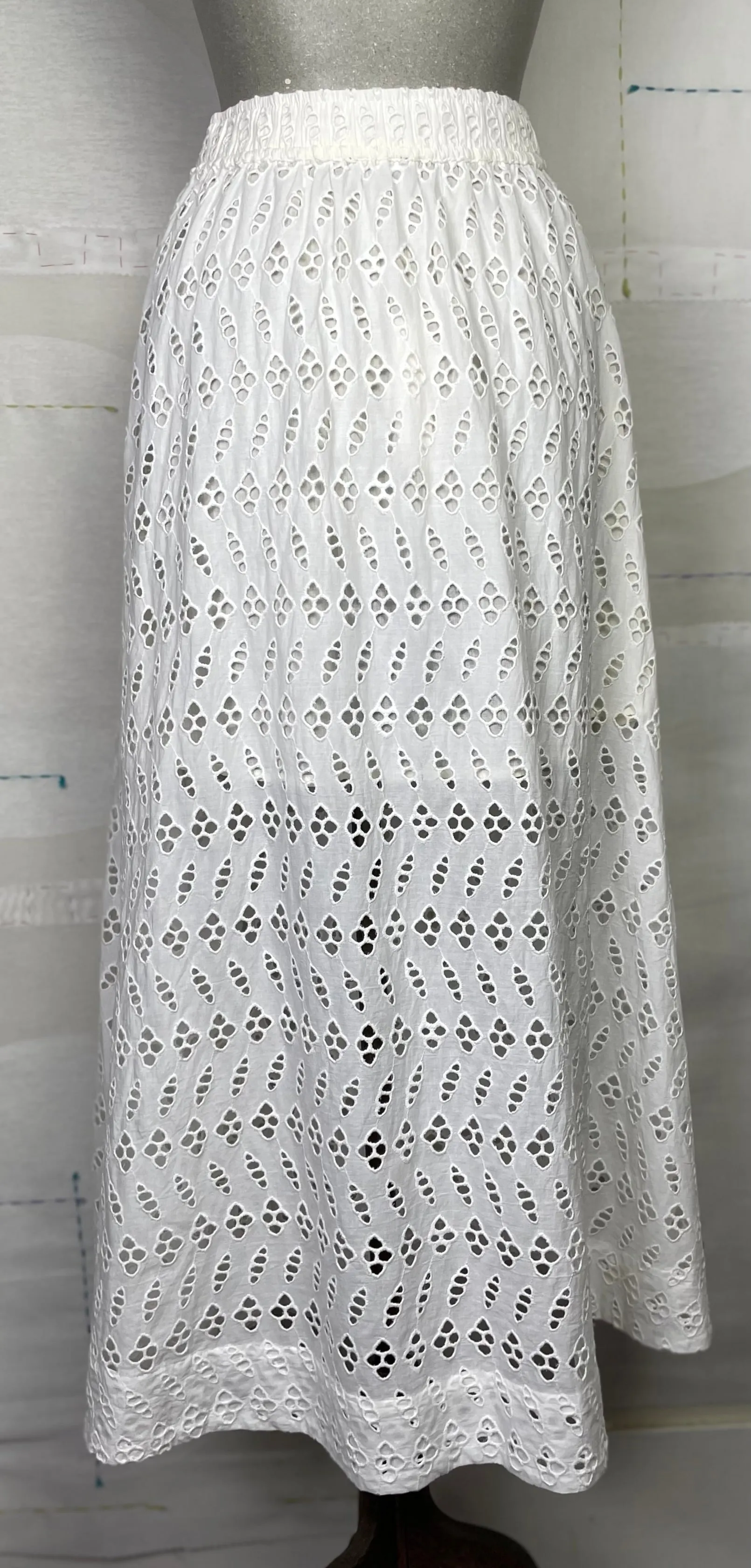 Lilla P.  ~  Eyelet Side Button Maxi Skirt - White