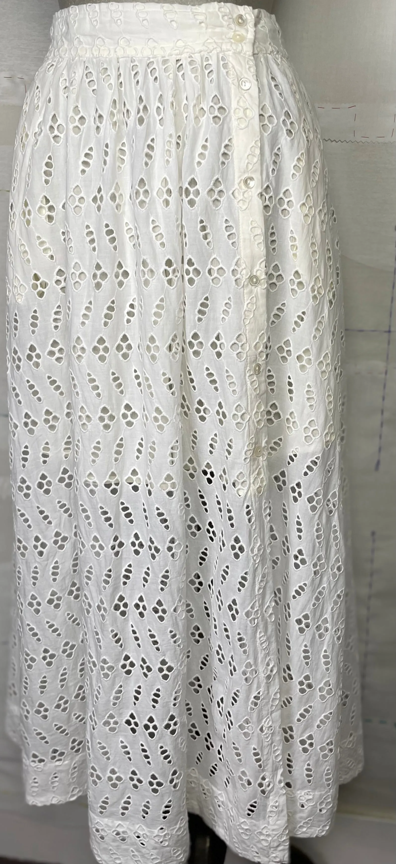 Lilla P.  ~  Eyelet Side Button Maxi Skirt - White