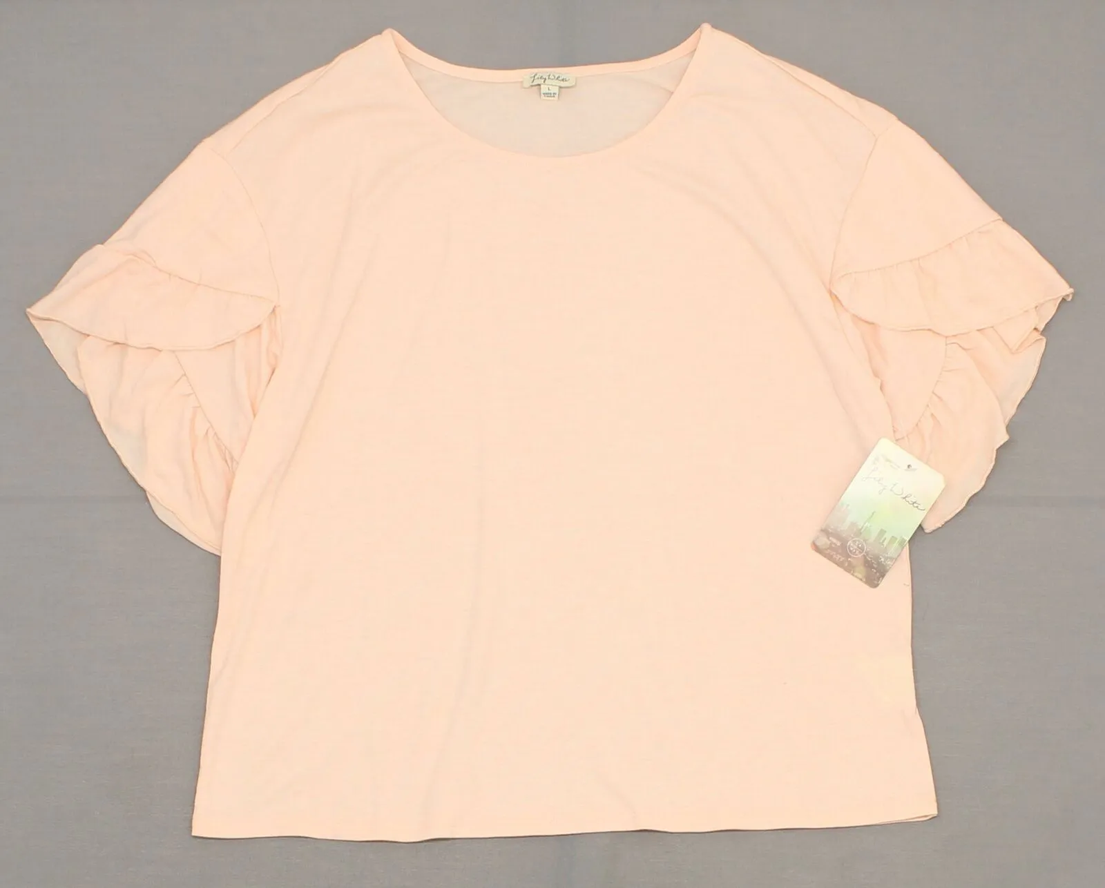 Lily Star Women's Ruffle Short Sleeve Knit Top T-Shirt
