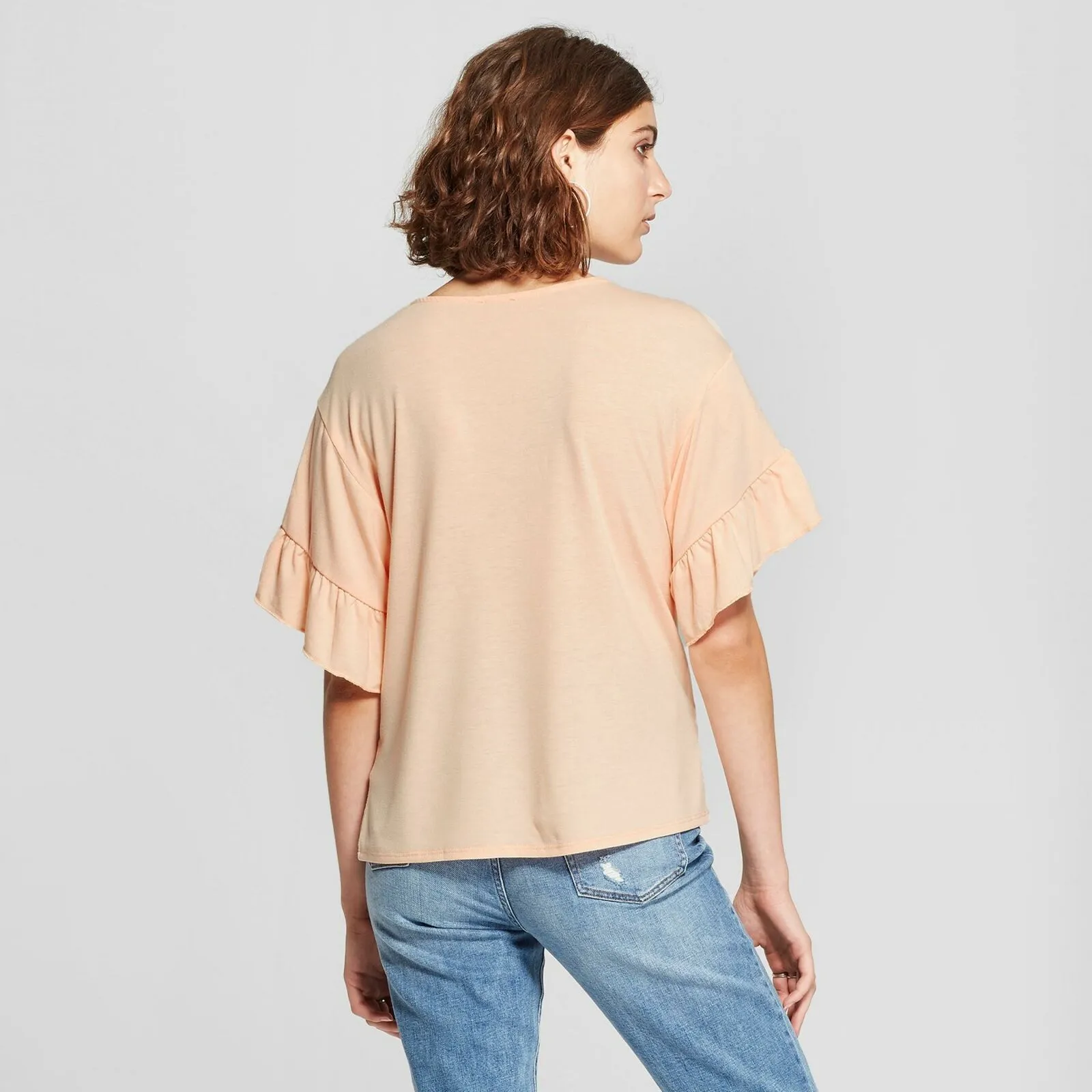 Lily Star Women's Ruffle Short Sleeve Knit Top T-Shirt