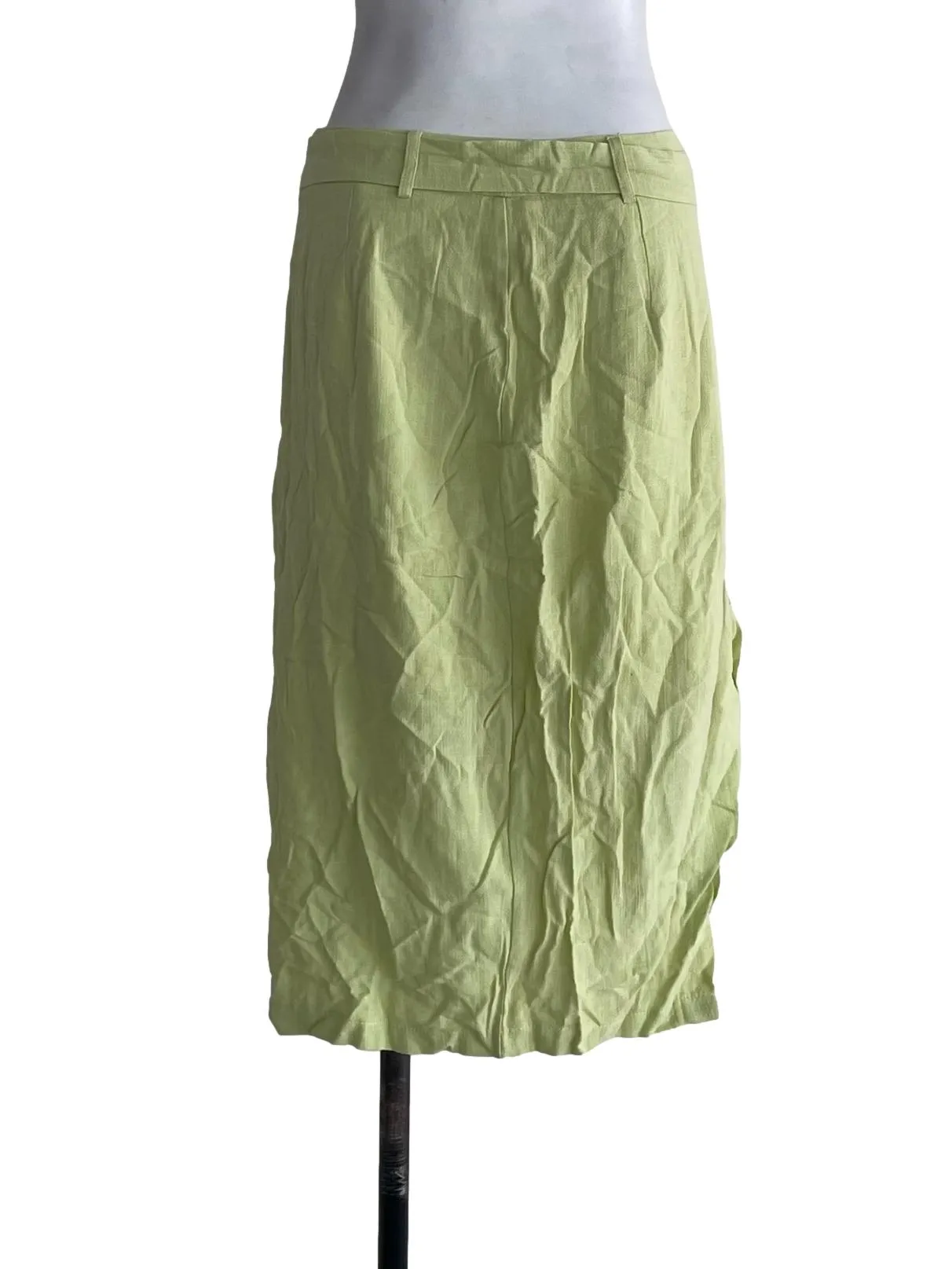 Lime Green Tie Knot Front Slit Skirt