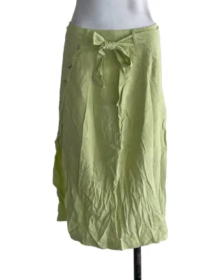 Lime Green Tie Knot Front Slit Skirt